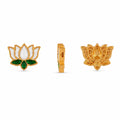 Lotus Shape Kundan Embellishment Gold Finish | Flat Back | DIY Jewellery Making | Pack of 12PCS