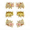 Traditional Elephant Kundan Charm with Crystal Stones | Gold Finish Decorative Pendant for DIY Jewelry Making(PACK OF 12PCS)