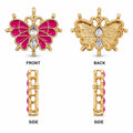 Butterfly Shape Green Meenakari Pendant with White Pear-Cut Stones – Gold Plated(PACK OF 12PCS)