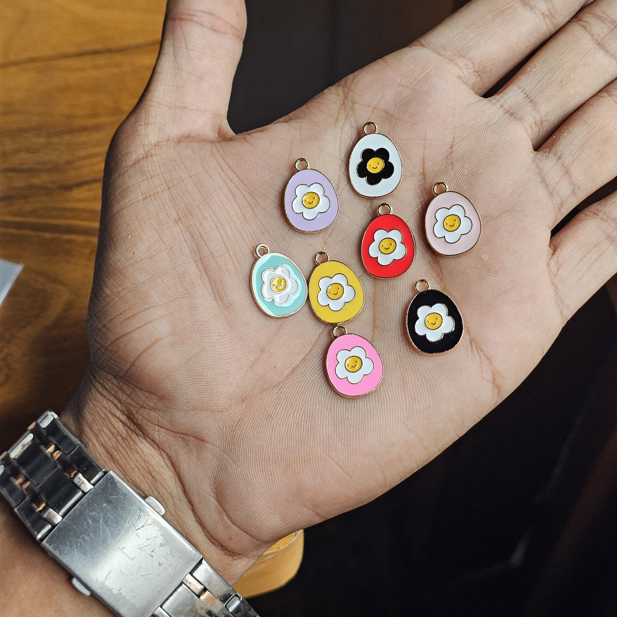 Oval Shaped Flowered Charms