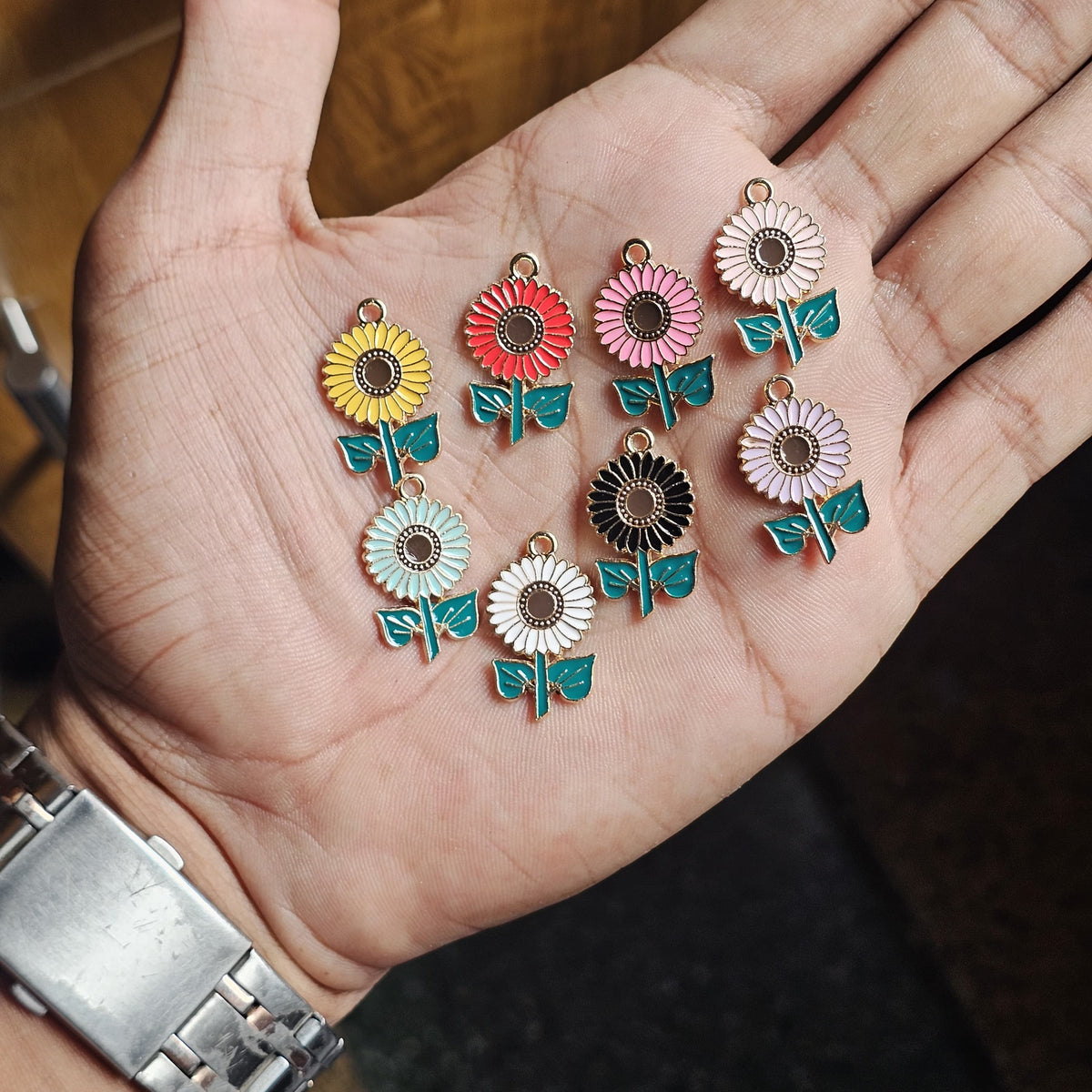 Enamel Colourful Flower Charms